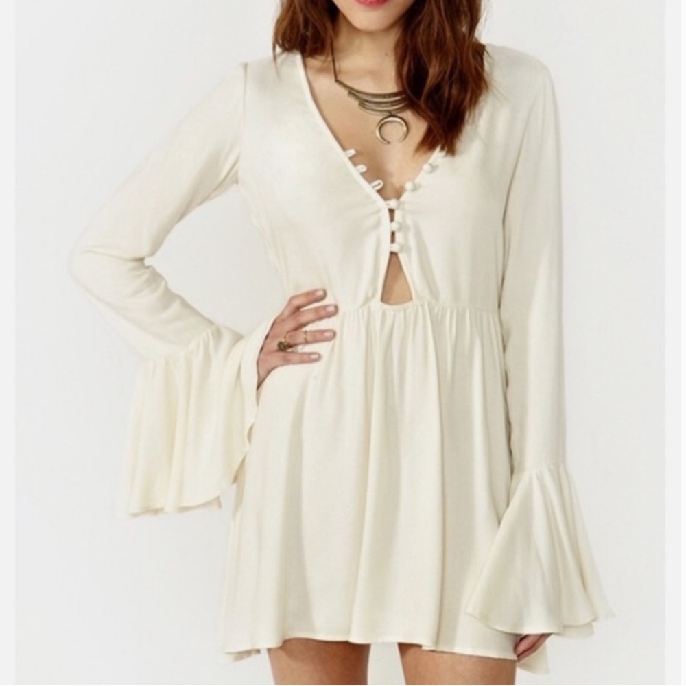For Love & Lemons Lotus Bell Sleeve Mini Dress S.